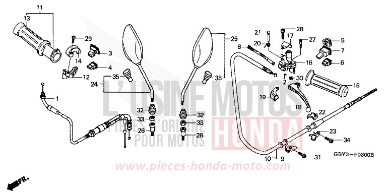 HEBELGRIFF/SCHALTER/KABEL von CB1300 Super Bold'or ABS BOTTOLE GREEN (G164) von 1999